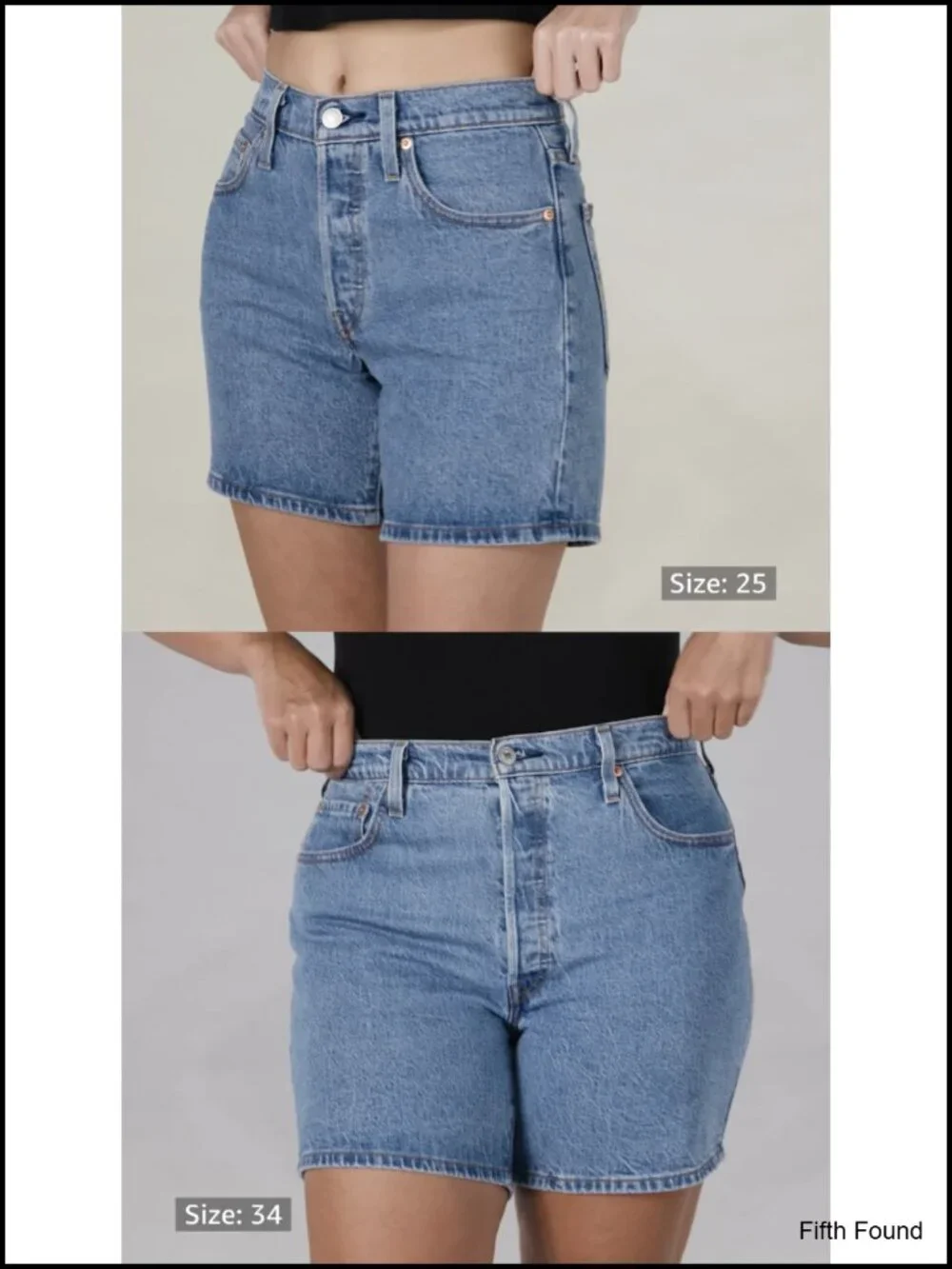 High Rise Jean Shorts with Stretch Cotton - 501 Mid-Thigh